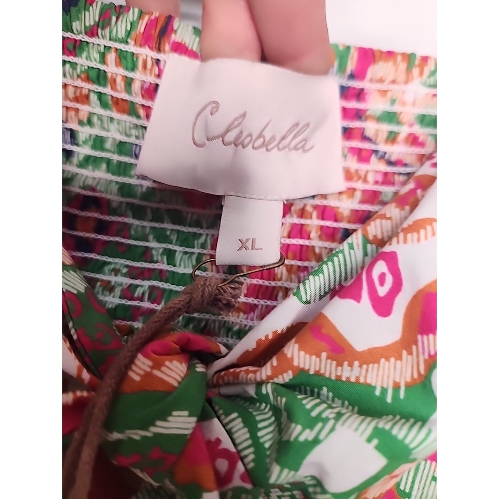 Cleobella Womens XL Reza Panama Midi Dress Floral w/pockets bow detail at bust - Picture 4 of 10